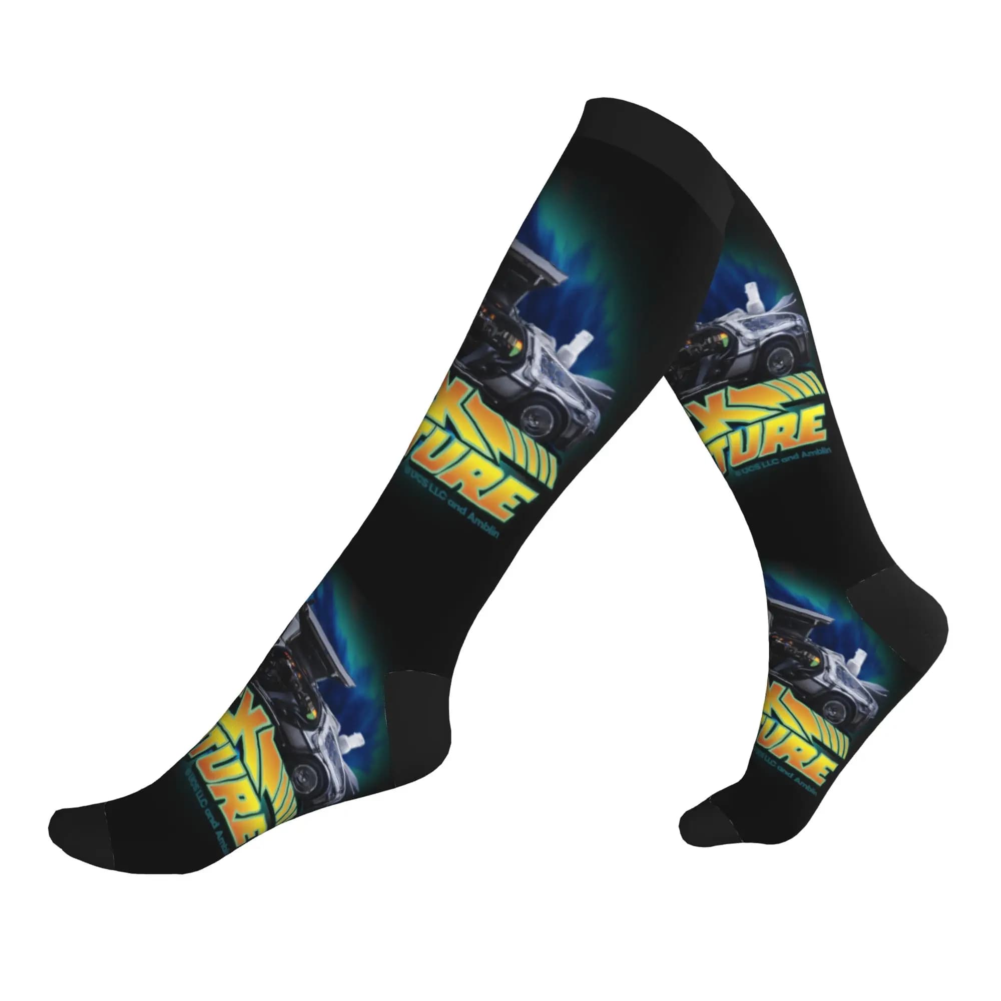 Funny Print Delorean In Time Back To The Future Socks for Men Women Stretch Summer Autumn Winter Sports Compression Socks