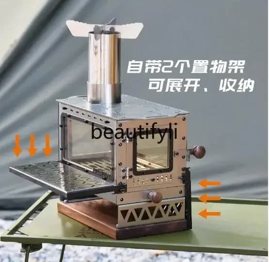 E132 Mini stufa a legna da esterno Tenda da campeggio Riscaldamento da tavolo Piccolo caminetto Picnic portatile