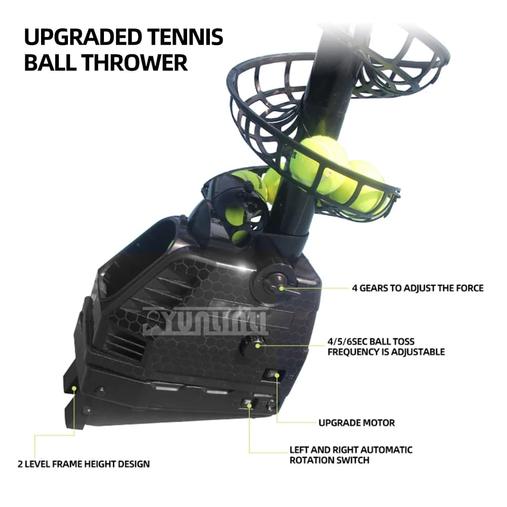 Macchina lancia-palline da tennis per allenamento, alimentatore automatico di palline, pratica self-service con singola racchetta e batteria