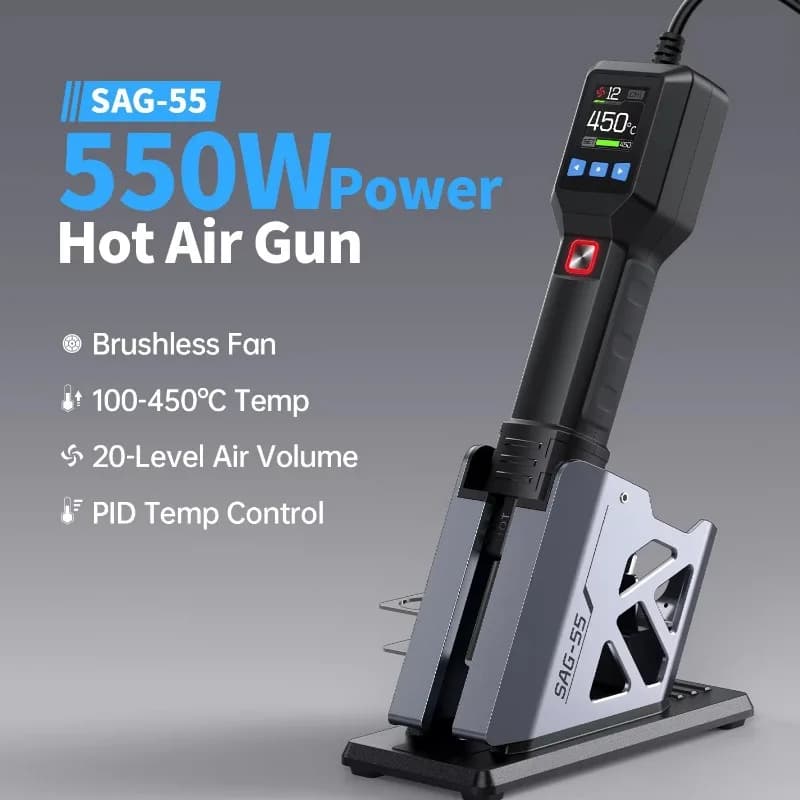 SAG-55 Smart Hot Air Gun 550W High Power Brushless Fan Portable Heat Gun For Industrial DIY Craft Welding Shrinking