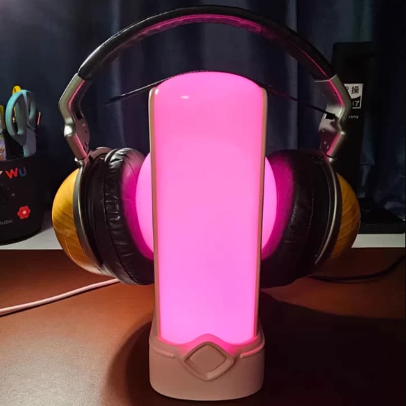 Nuovo Supporto RGB per Cuffie, Docking Station Multi-Interfaccia Personalizzata, Supporto Rosa per Cuffie da Scrivania
