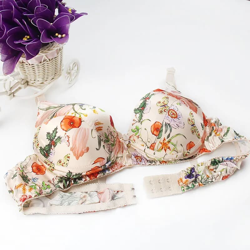 3pcs/lot processing Silk bra 100% mulberry silk double-sided silk underwear breathable with or without underwired comfort bra