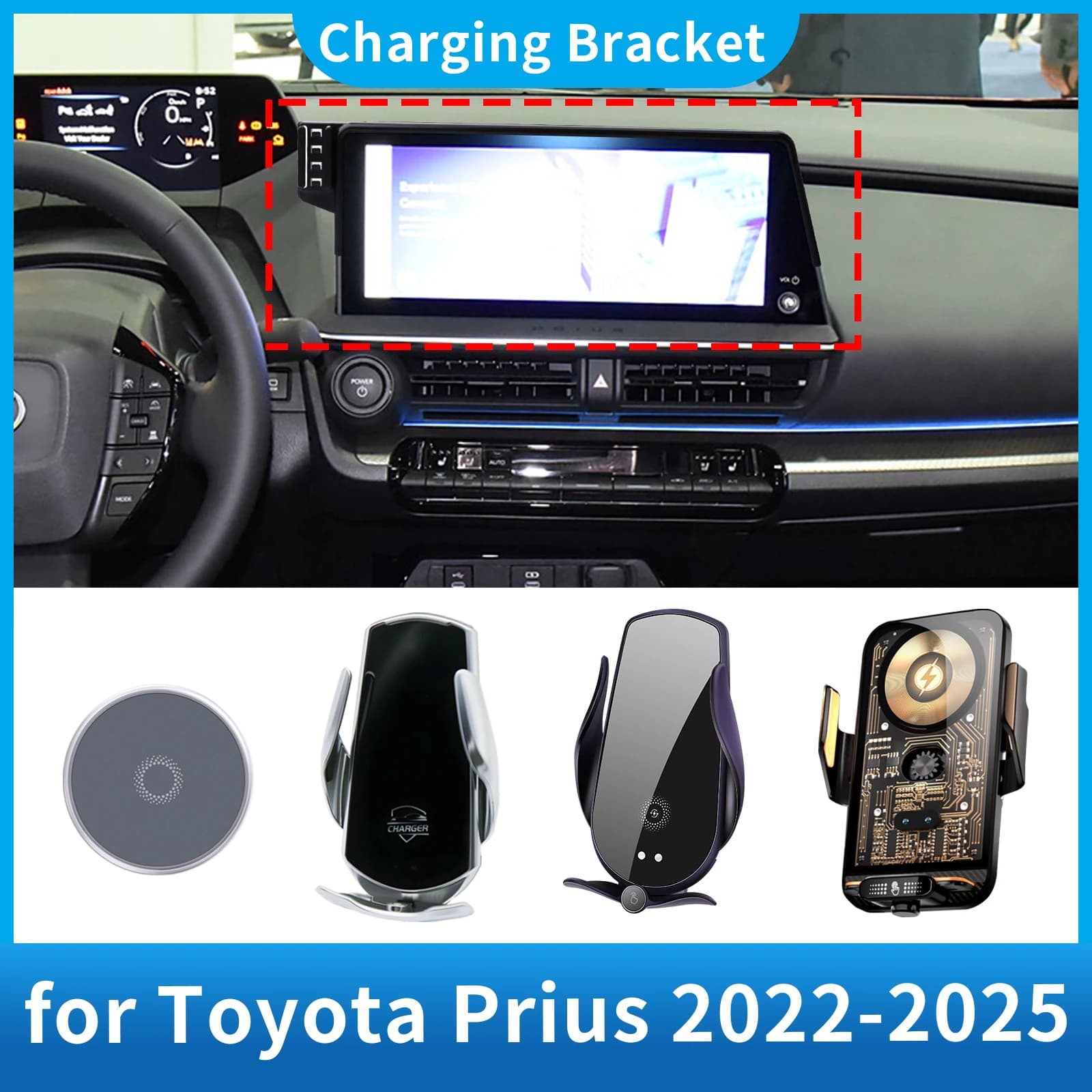 Car Phone Support for Toyota Prius 2022-2025 Series 60 GPS Navigation Screen Bracket Base Charging Accessories