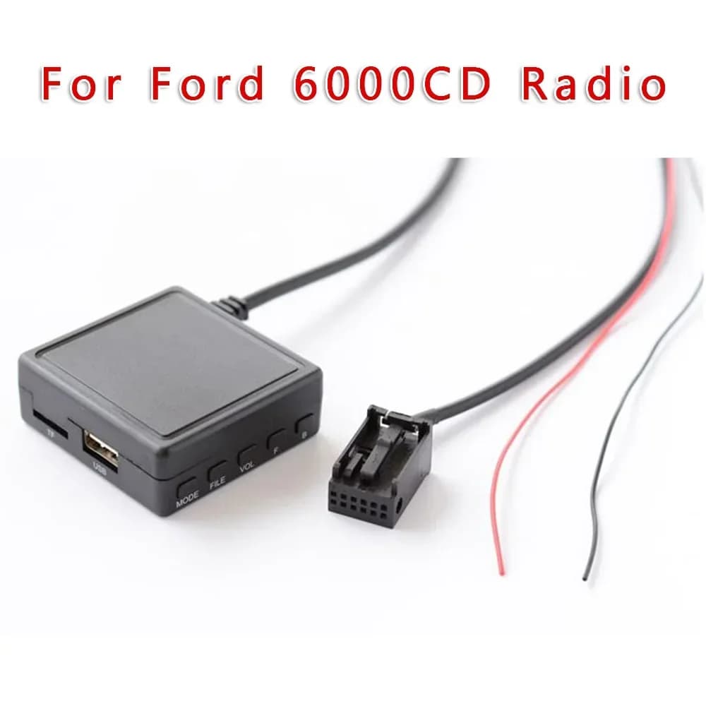 Per Ford 6000CD Cavo adattatore audio USB AUX da 12 pin compatibile con radio con microfono Streaming di musica dal tuo dispositivo