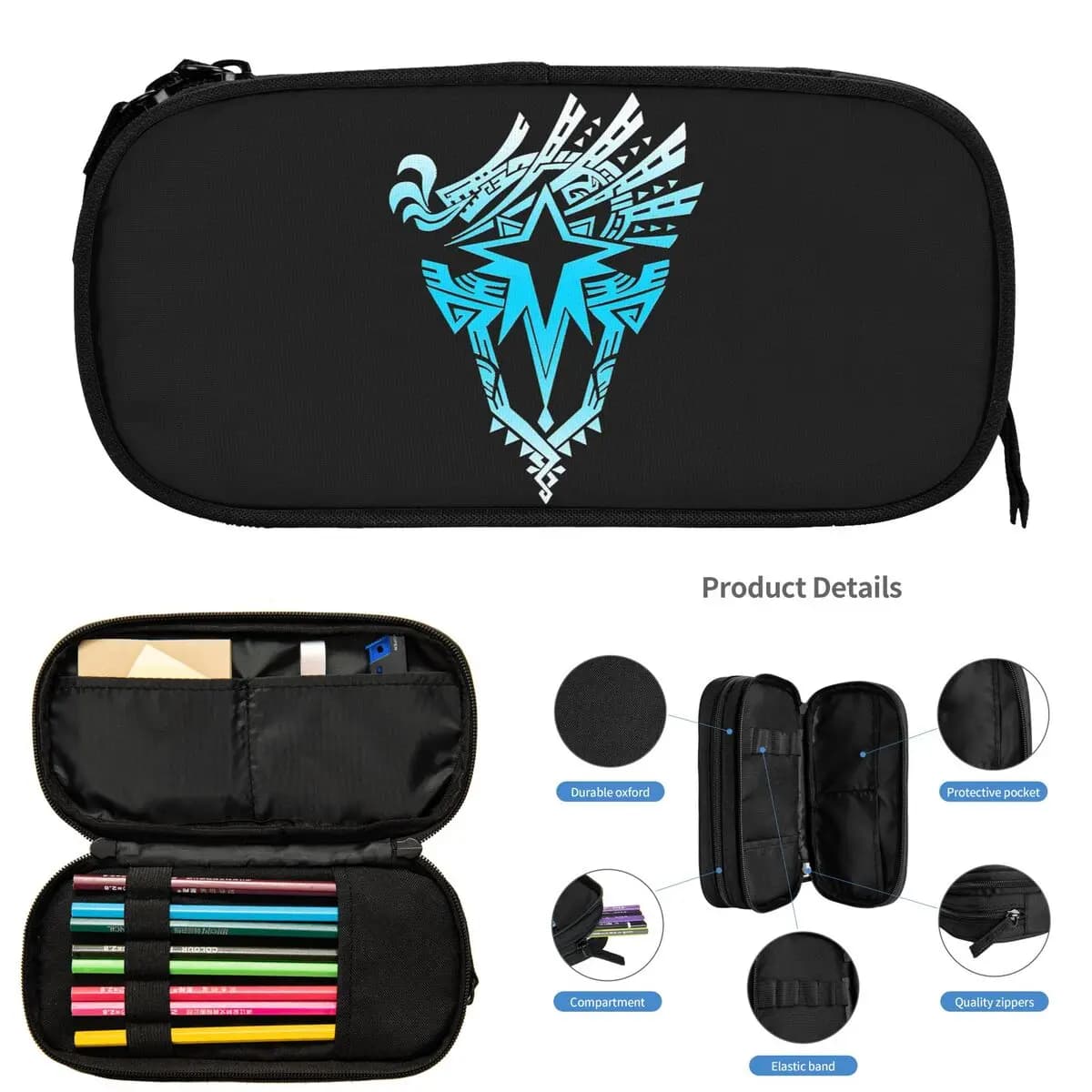 Astucci per matite Monster Hunter World Iceborne per scatole per penne scolastiche per studenti Astuccio per matite Astuccio per matite di grandi dimensioni Forniture di cancelleria