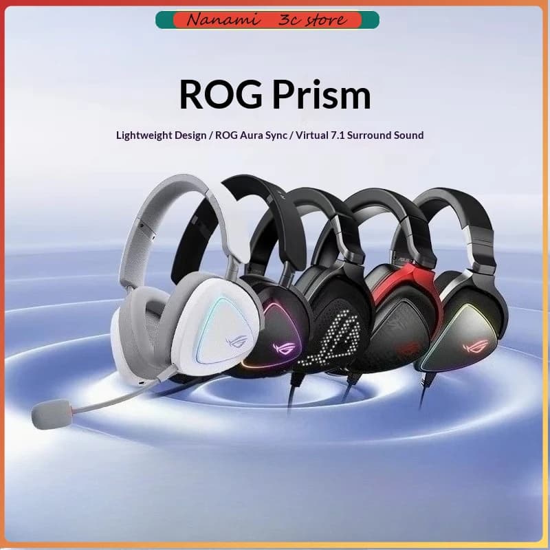 Cuffie da Gaming ROG Prism Leggere Over-Ear, Audio 7.1 Canali, Illuminazione RGB, Aura Sync, Cuffie da Gaming Prism 2, Regalo