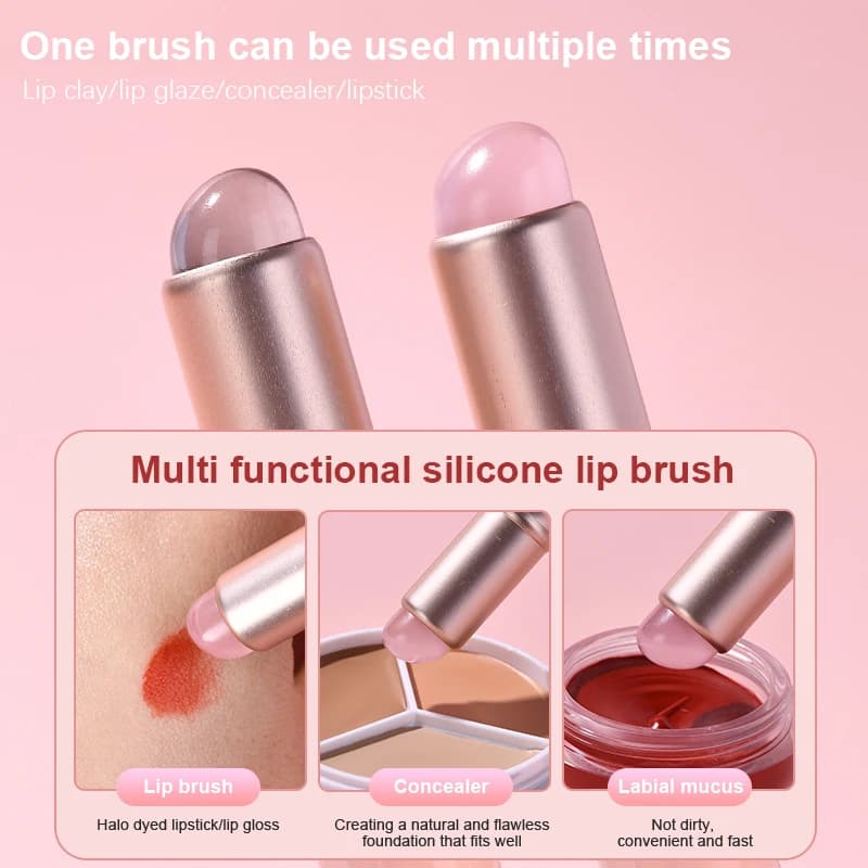 Pennello Multifunzione in Silicone per Balsamo Labbra, Lucidalabbra, Rossetto e Correttore Labbra - Pennello Trucco in Silicone Migliorato