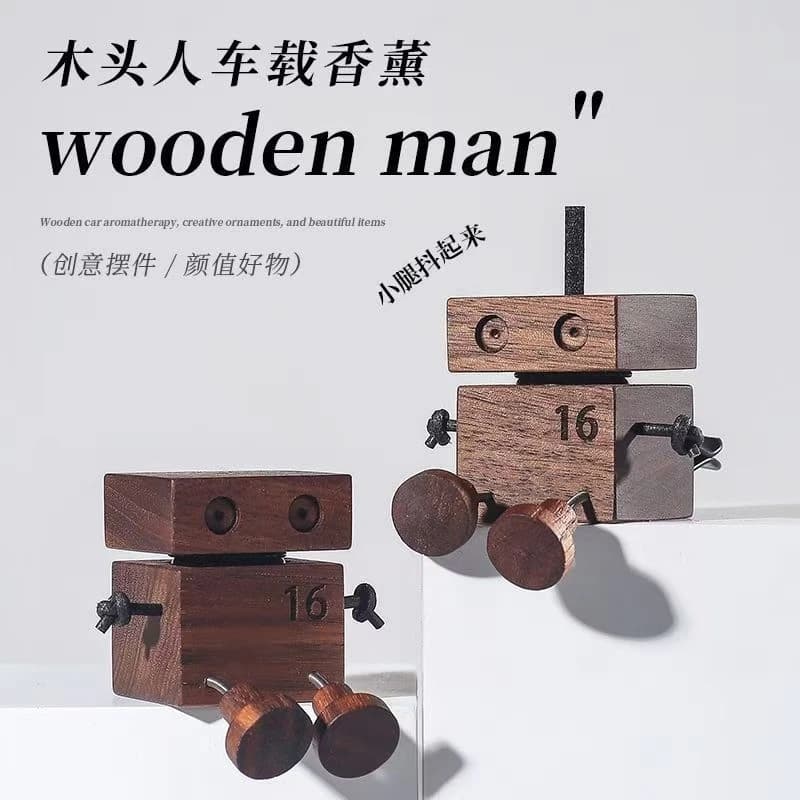 Diffusore di Aromi per Auto in Legno di Noce a Forma di Robot, Senza Fiamma, Decorazione Interna per Auto, Regalo di Natale per Donne e Adolescenti