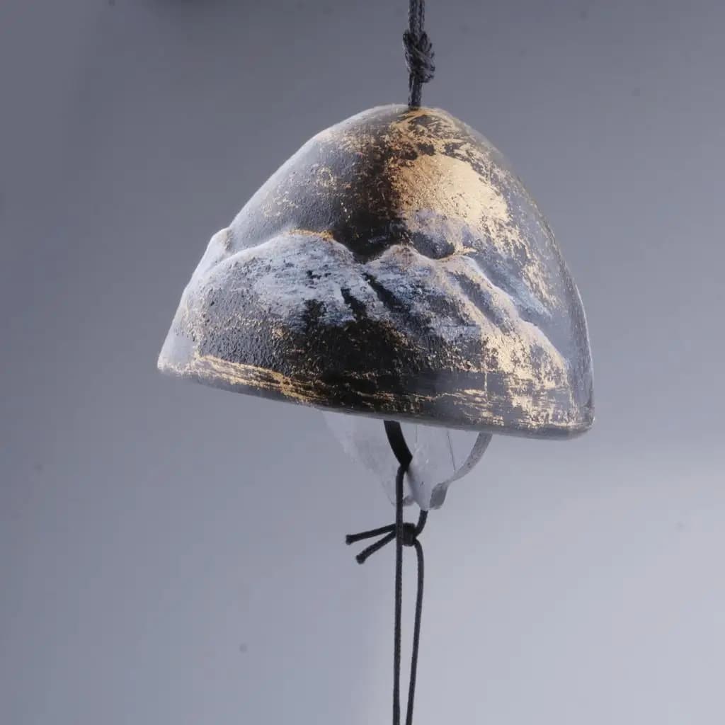 Japanese 2" H Furin Wind Chimes Bronze Fujisan Moutain Nambu Cast Iron