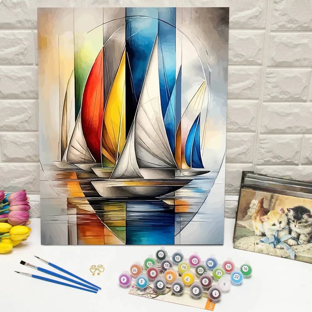 DIY Paint By Numbers Sailboat Digital Oil Painting Graffiti Abstract Art Picture Artcraft On Canvas Wall Decor Living Room Gift