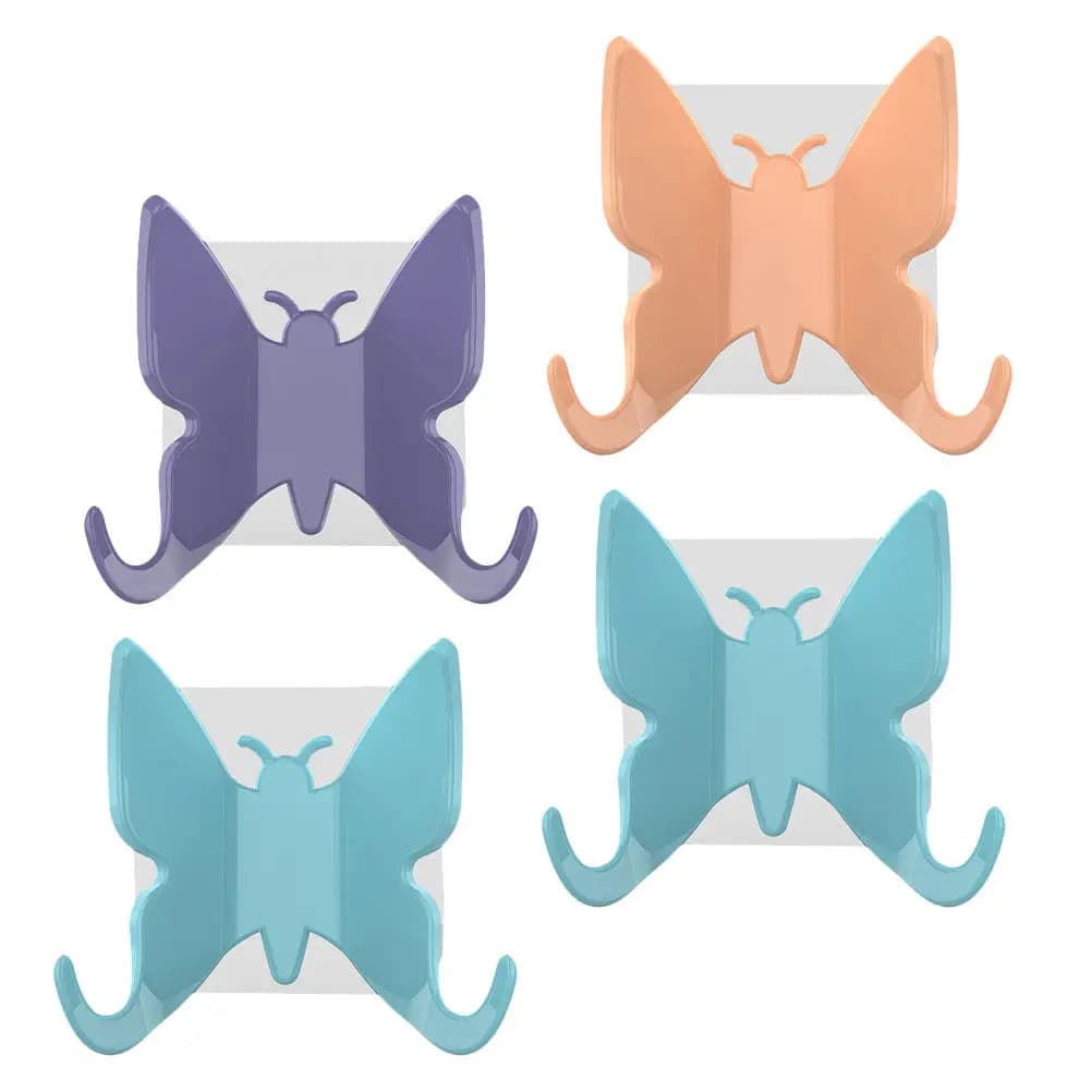 4 Pezzi Ganci Decorativi da Parete per Doccia con Ventosa, Appendiabiti da Bagno per Asciugamani, Chiavi, Borse - Rosso, Viola, Blu, Bianco