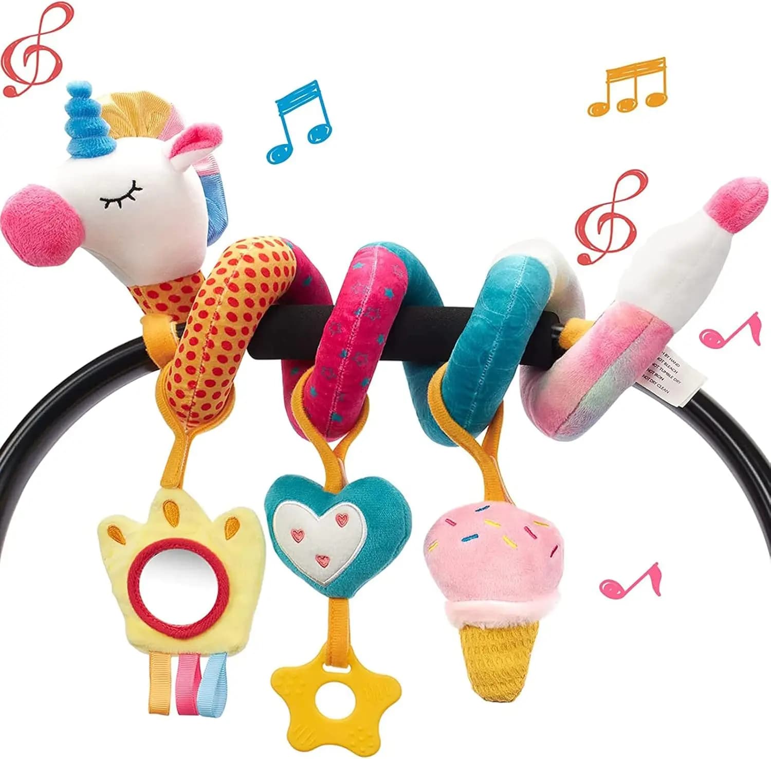 Seggiolino auto Giocattoli per neonati 0-6 mesi Ragazza - Giocattoli per bambini 3-6 mesi - Sonaglio, Specchio, Piega, Squeaky Seggiolino auto Passeggino Giocattolo 0-6 mesi