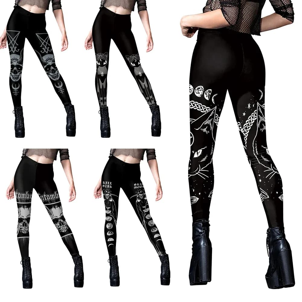 [You're My Secret] Leggings neri sexy da donna Ouija Punk Rock Gothic per donna, leggings push-up per fitness, leggings elasticizzati stampati