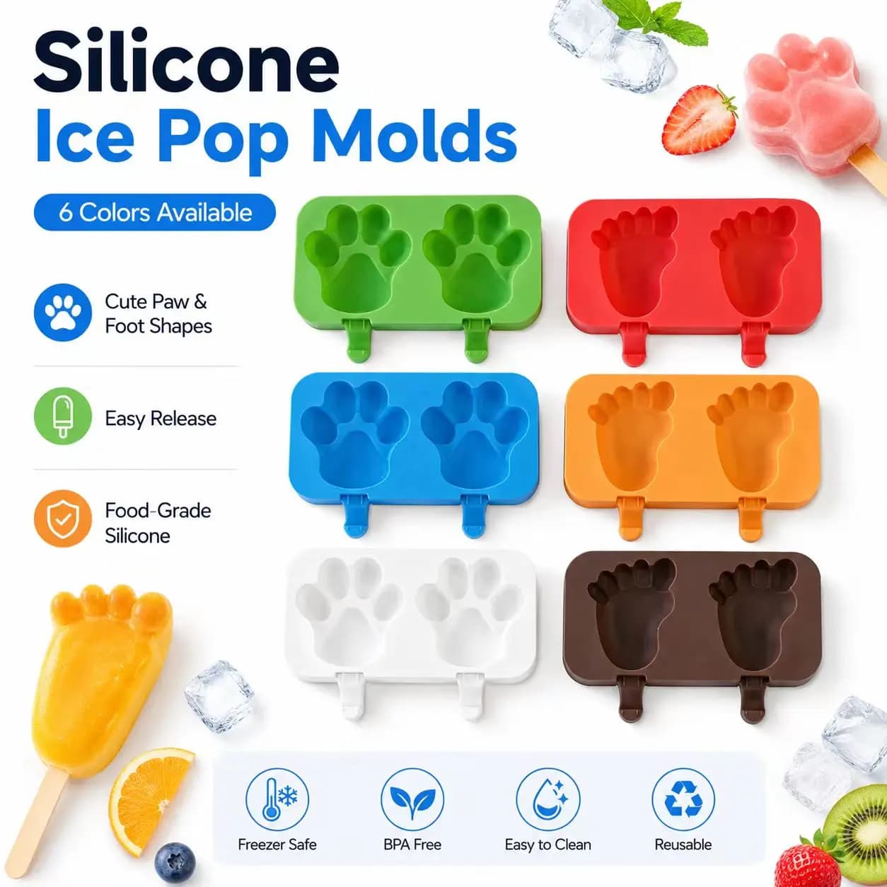 Stampo in silicone per gelato a forma di zampa fai-da-te Utensili da cucina per stampo per ghiaccioli a forma di piede carino fatto a mano