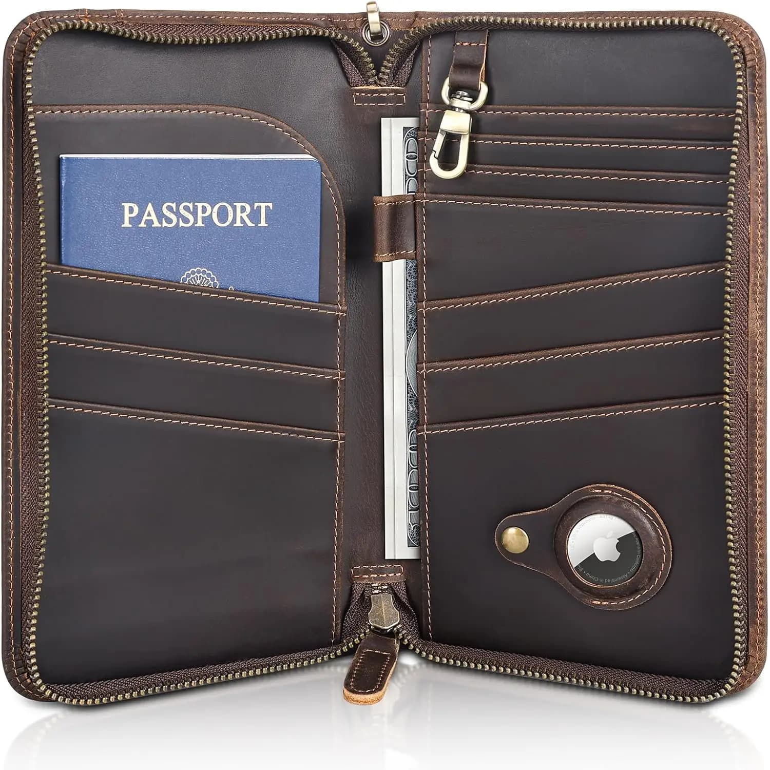 Portafoglio in Pelle Pieno Fiore per 6 Passaporti, Organizzatore Documenti da Viaggio con Blocco RFID