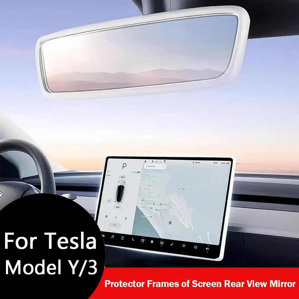 Per Tesla Model Y Juniper Model 3 Highland, 2 Pezzi di Protezioni in Silicone per Schermo e Specchietto Retrovisore, Copertura Specchietto Retrovisore