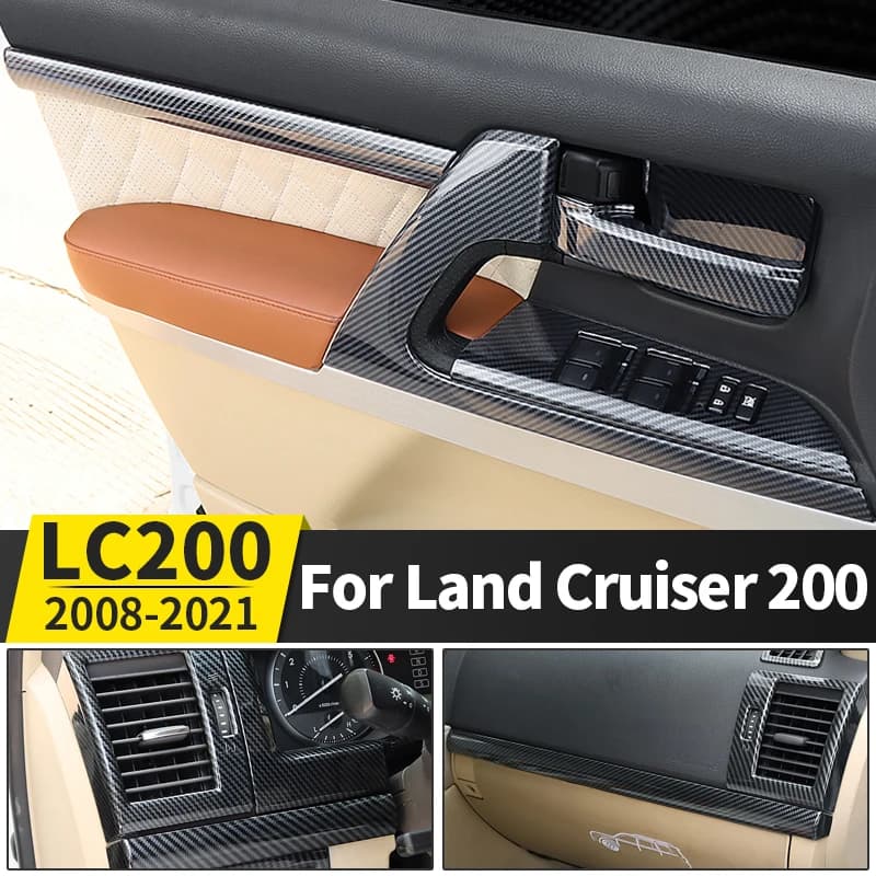 Per il 2008-2021 Land Cruiser 200 LC200 Accessori di progettazione interna Aggiornamento decorativo Porta auto Texture in fibra di carbonio Pannello maniglia