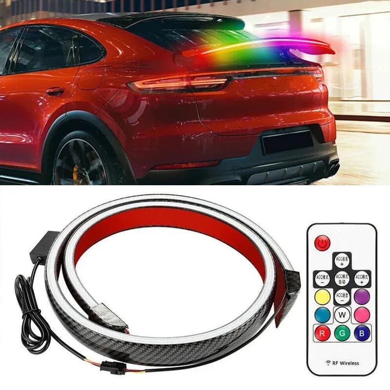 Luci di stop posteriori per bagagliaio di un'auto da 120 cm 12V Strisce di flusso multicolori universali Indicatori di direzione del freno Lampade di arresto aggiuntive Accessori