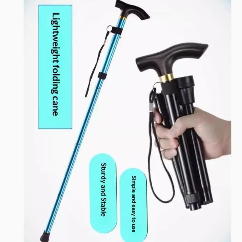 Shock Absorption System Telescopic Trekking Poles Foldable Metal Multifunction Walking Sticks for Elderly Outdoor Hiking