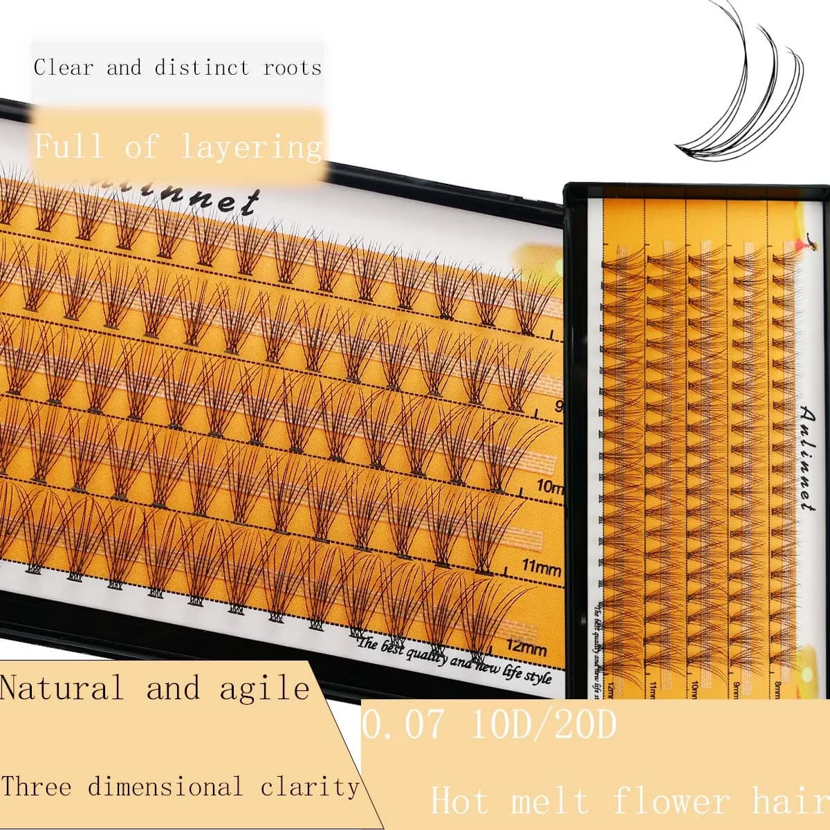 10D/20D Eyelash Cluster Extensions Stemfalse Eyelash Cosmetic Eyelashes Eyelashes Portable Tools DIY Natural Makeup Eyelashes Cosplay