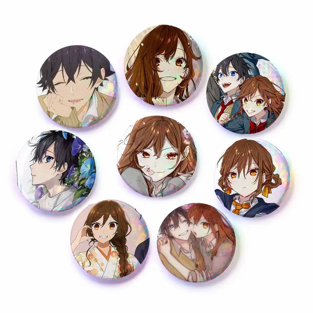A-h-Horimiya Cartoon Round Brooches On Backpack Jacket Acrylic Button Pins Collection Gifts