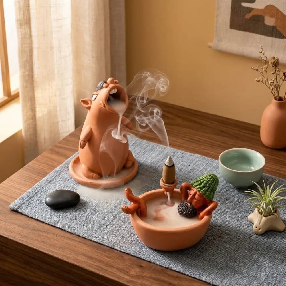 Resin Bathtub Backflow Incense Burner Cute Animal Cartoon Cone Incense Holder Handicraft Stable Base Stick Incense Censer