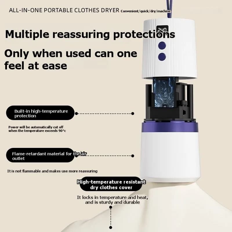 BAAM-Compact,Foldable Clothes Dryer-Portable Travel Version-Quiet Operation, 240-Min Timer, EU Power Adapter Included EU PLUG