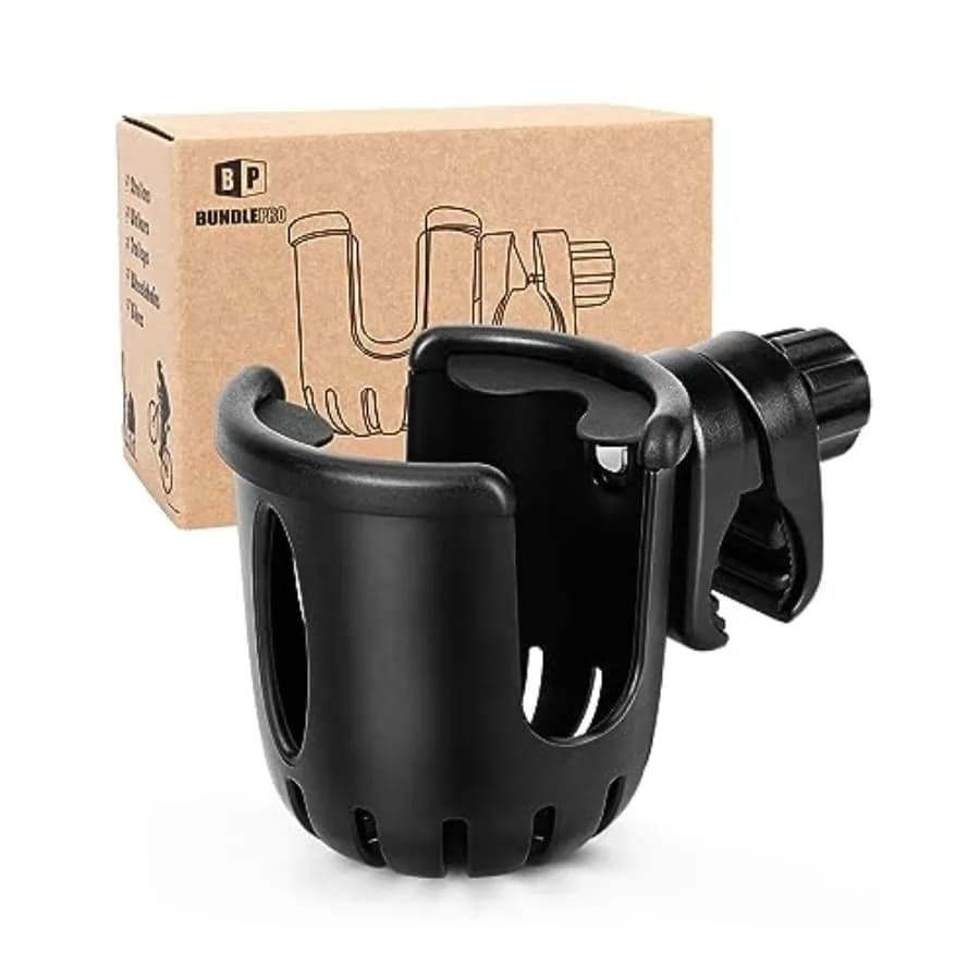 Universal Cup Holder Stroller Drink Holder for Bikes, Trolleys or Walkers, Fits Most Cups