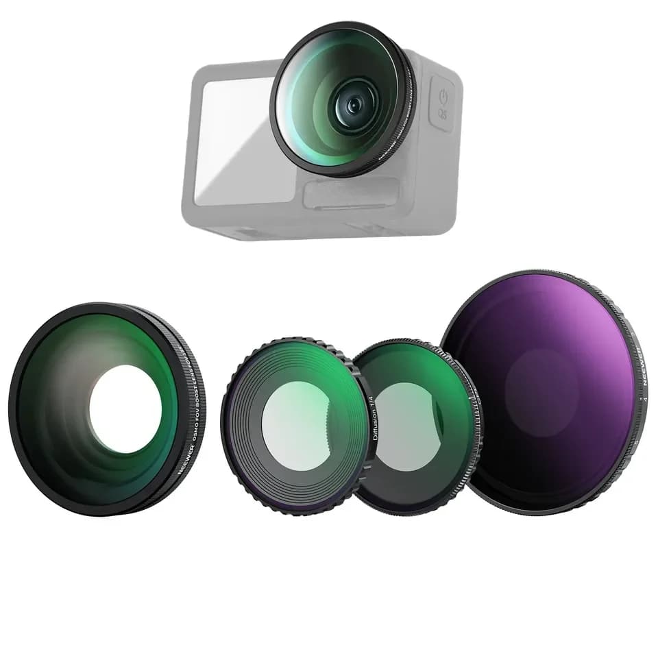 For NEEWER FL-53 4 1 ND Accessory kit for Osmo Action 5 Pro/4 Variable ND8-32 CPL Black Spreading 1/4 Filter lens