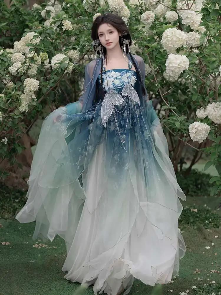 Nuova Fiesta Carnevale Halloween Cos Cosplay Lily Hanfu Gonna moda donna Camicia a maniche grandi Migliora il ricamo dell'industria pesante