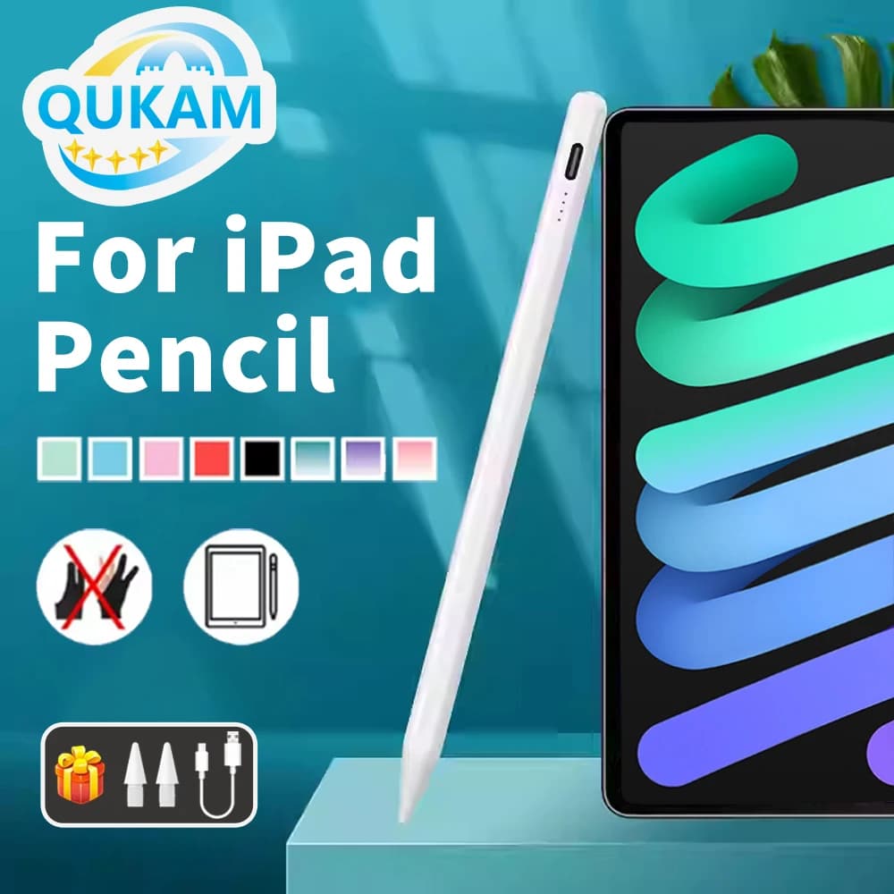 Penna Stilo Magnetica QUKAM per iPad 10a, 11a Gen, Air 4, 5, 10.9, Pro 11, 12.9, 13, Mini 6 (2018-2025) con Funzione Palm Rejection, Compatibile con Apple Pencil