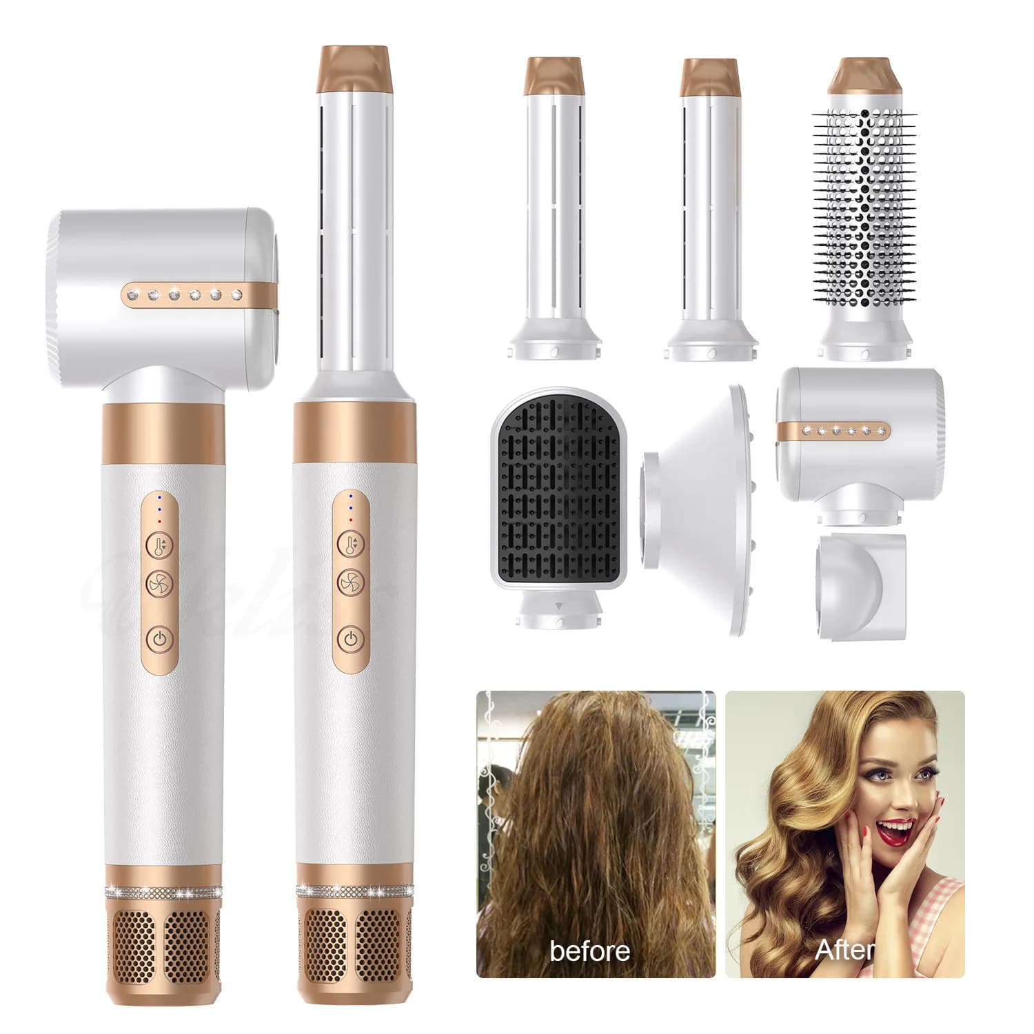 Multifunctional comb seven in one hot air multi-head iron curler automatic hair dryer cross-border comb hair plate