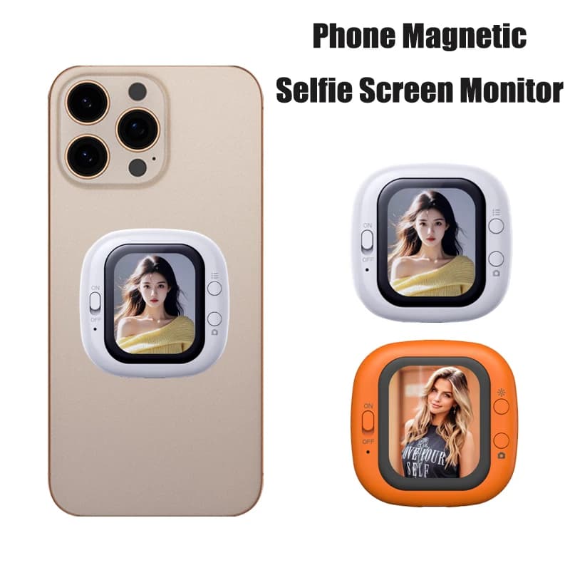 Phone Mini Selfie Monitor Screen Magnetic Support Wired Vlog Smartphone Rear Camera Selfie for Film Vlog Video Recording