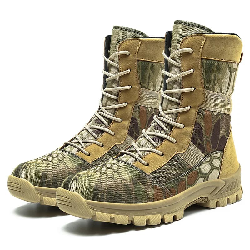 Stivali da uomo in pelle alti, traspiranti, da deserto, da combattimento, antiscivolo, da trekking, da moto, da lavoro, alla caviglia