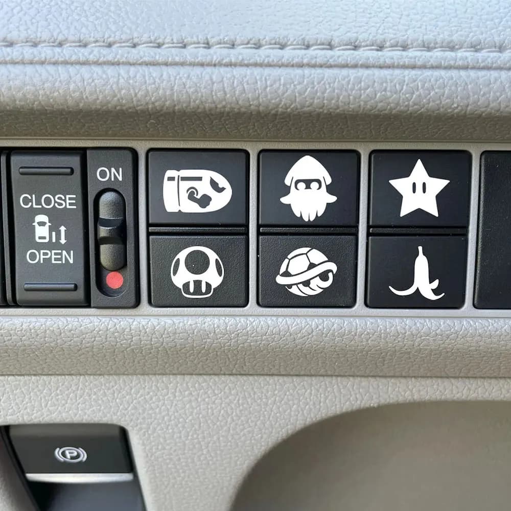 Cartoon Blank Button Car Sticker And Truck Vehicle White Blank Buttons The Car Interior Decoration Die Cutting Vinyl Decals