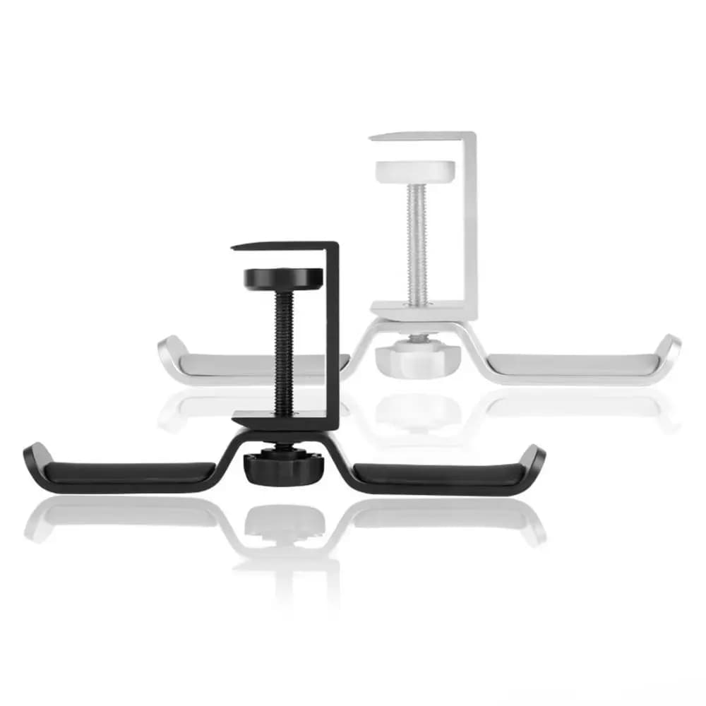 Supporto per Cuffie in Lega di Alluminio da Scrivania, Girevole con Morsetto, Porta Cuffie 2 in 1, Supporto da Tavolo per Auricolari