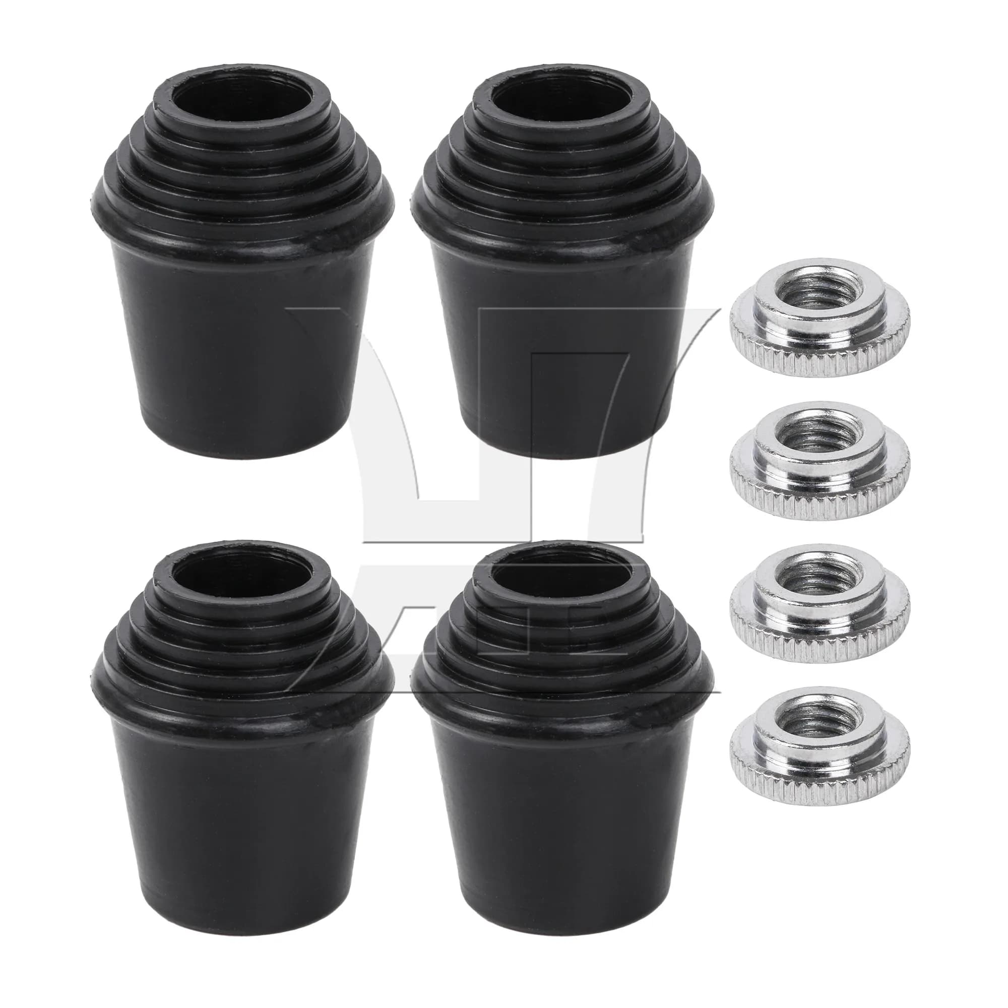 YIBUY 4 Pezzi Punte in Gomma Nere Antiscivolo per Tamburo Basso con Rondella