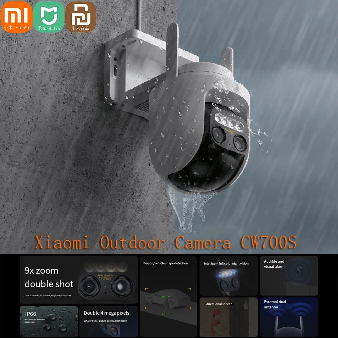 Xiaomi Mijia APP Outdoor camera CW700S 2.5K Zoom 9x IP66 Waterproof security camera PTZ Color night vision Human detection