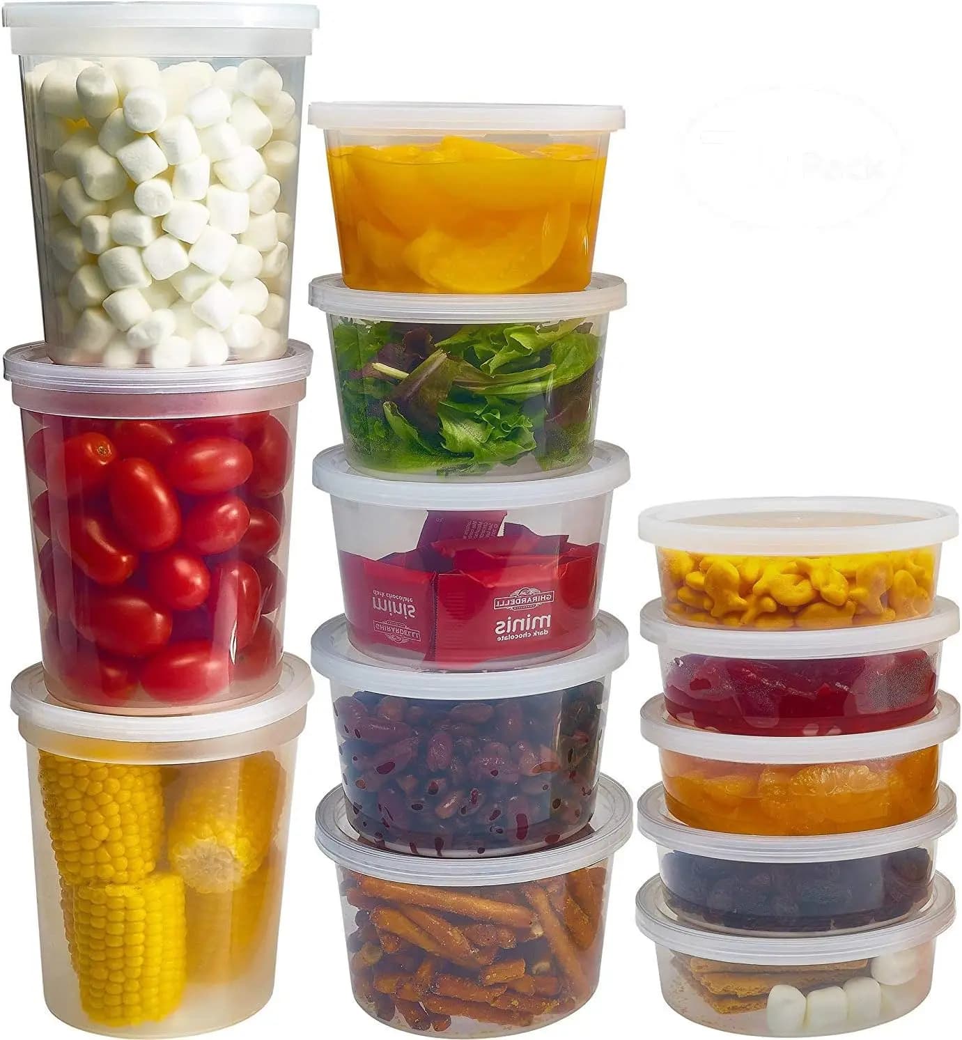 Contenitori per Alimenti con Coperchi 8oz 16oz 32oz Confezione Combinata, 44 Set Senza BPA Ermetici e Resistenti al Congelamento per Preparazione Pasti