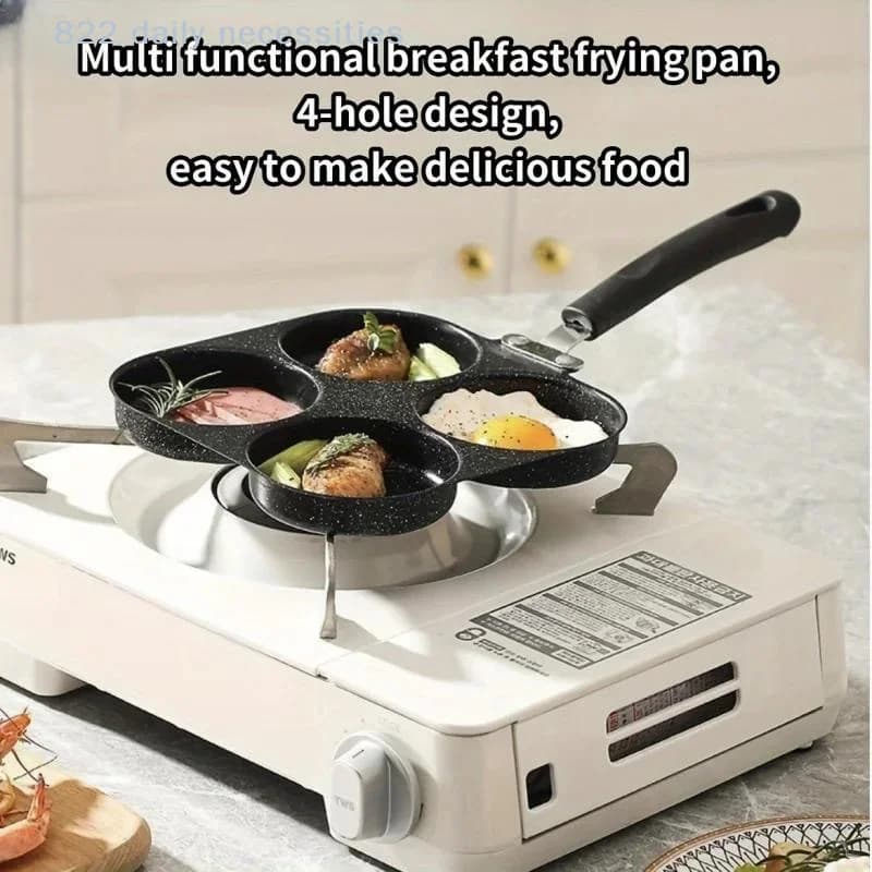 Non-stick Four-hole Breakfast Frying Pan Heat Resistant BPA Free Multi-functional Cookware for Healthy Breakfast Making