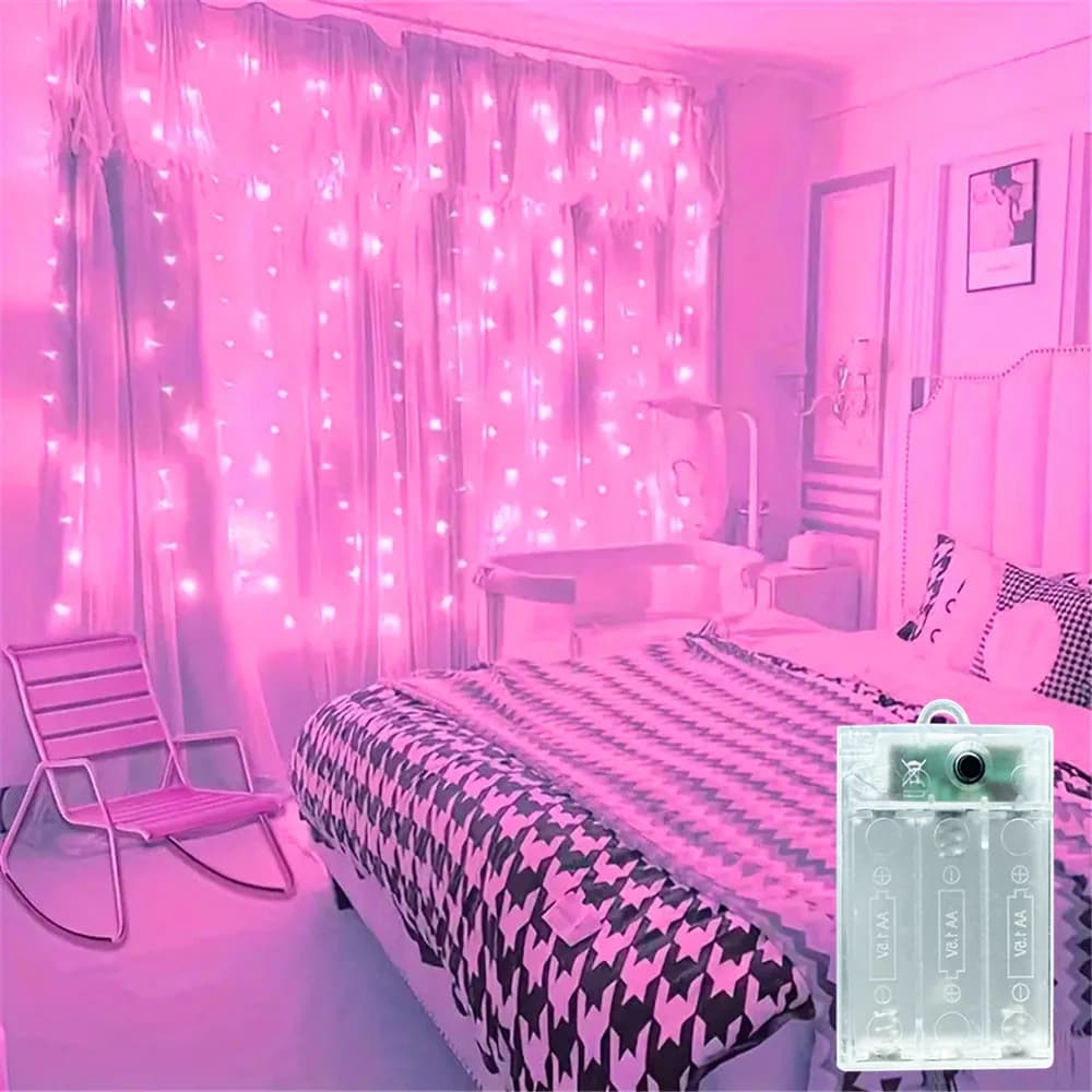 Battery Operated Ramadan Home Decoration Curtain LED String Lights Fairy Lights EID Mubarak Bedroom Wedding Valentine's Day