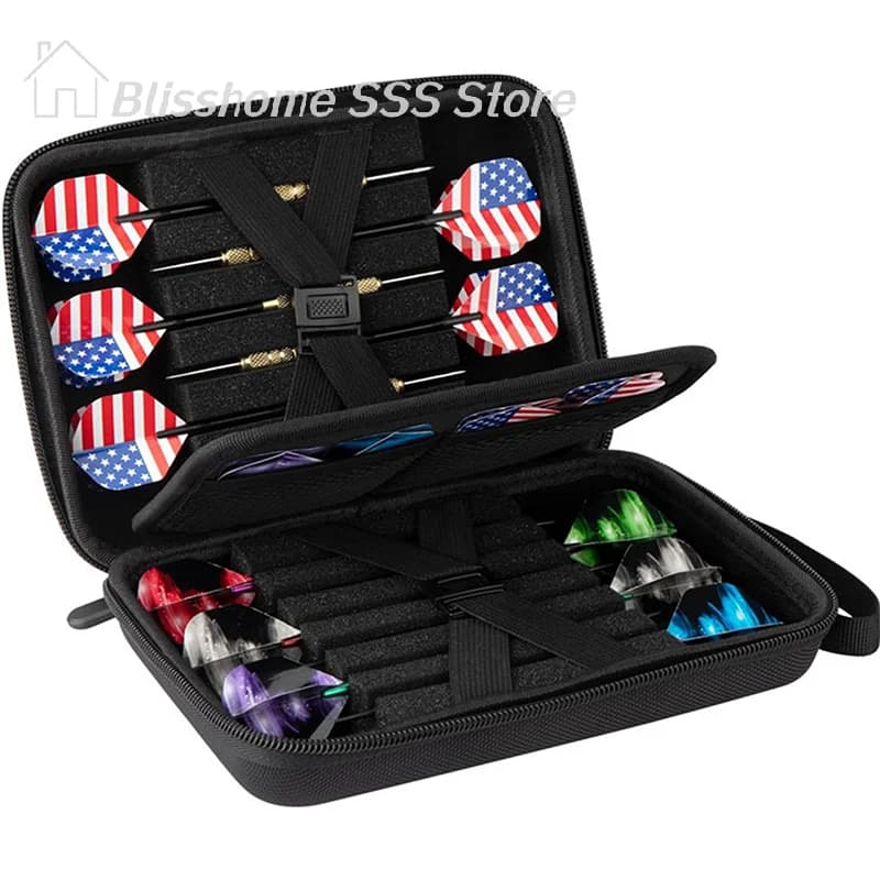 【S】Borsa porta freccette per set di 12 freccette con punta in acciaio e punta morbida, custodia organizer per 12 freccette e punte (solo custodia)