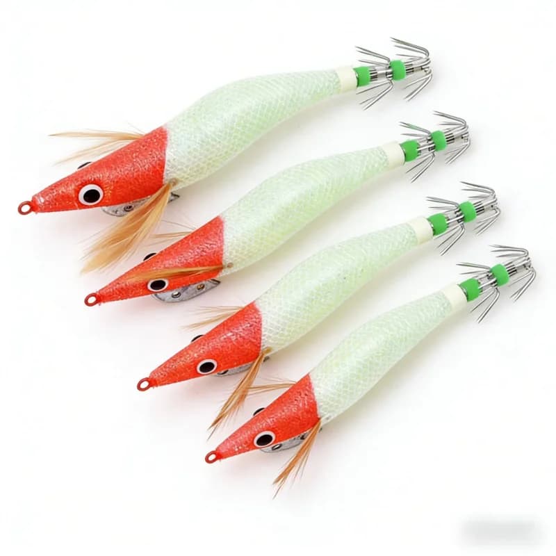 Esca in legno a forma di gambero 8cm/10cm/12cm/15cm, esca a forma di gambero saltellante rosso per calamari e seppie, uno strumento speciale per la pesca in mare