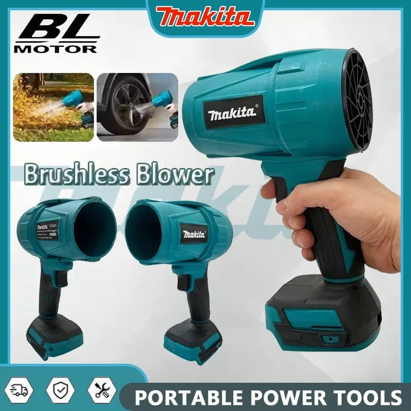 Soffiatore Elettrico Portatile Makita 22000RPM Senza Spazzole ad Alta Potenza, Ventilatore Turbo per Neve, Foglie e Polvere, Compatibile con Batteria 18V