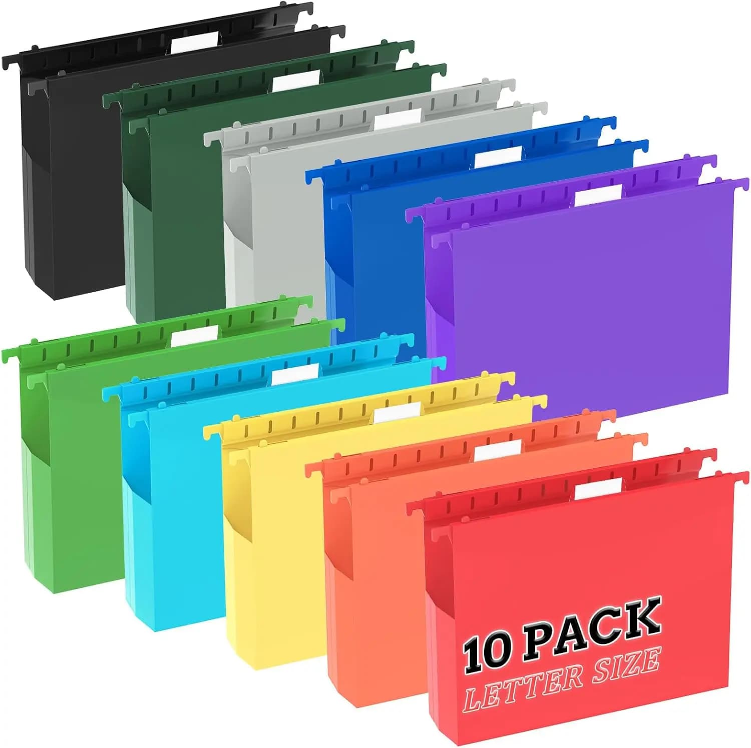 10 cartelle portadocumenti in plastica formato Letter, espandibili con linguette per l'organizzazione di casa, ufficio e scuola, in colori assortiti
