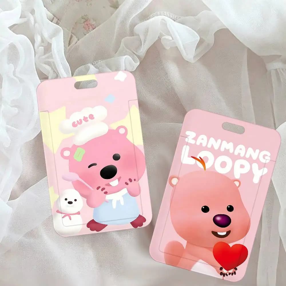 Cute L-Loopys Cartoon NFC Contactless Sliding Card Sleeve For Student Cards, Bus Cards, ID Cards, And Work Permits