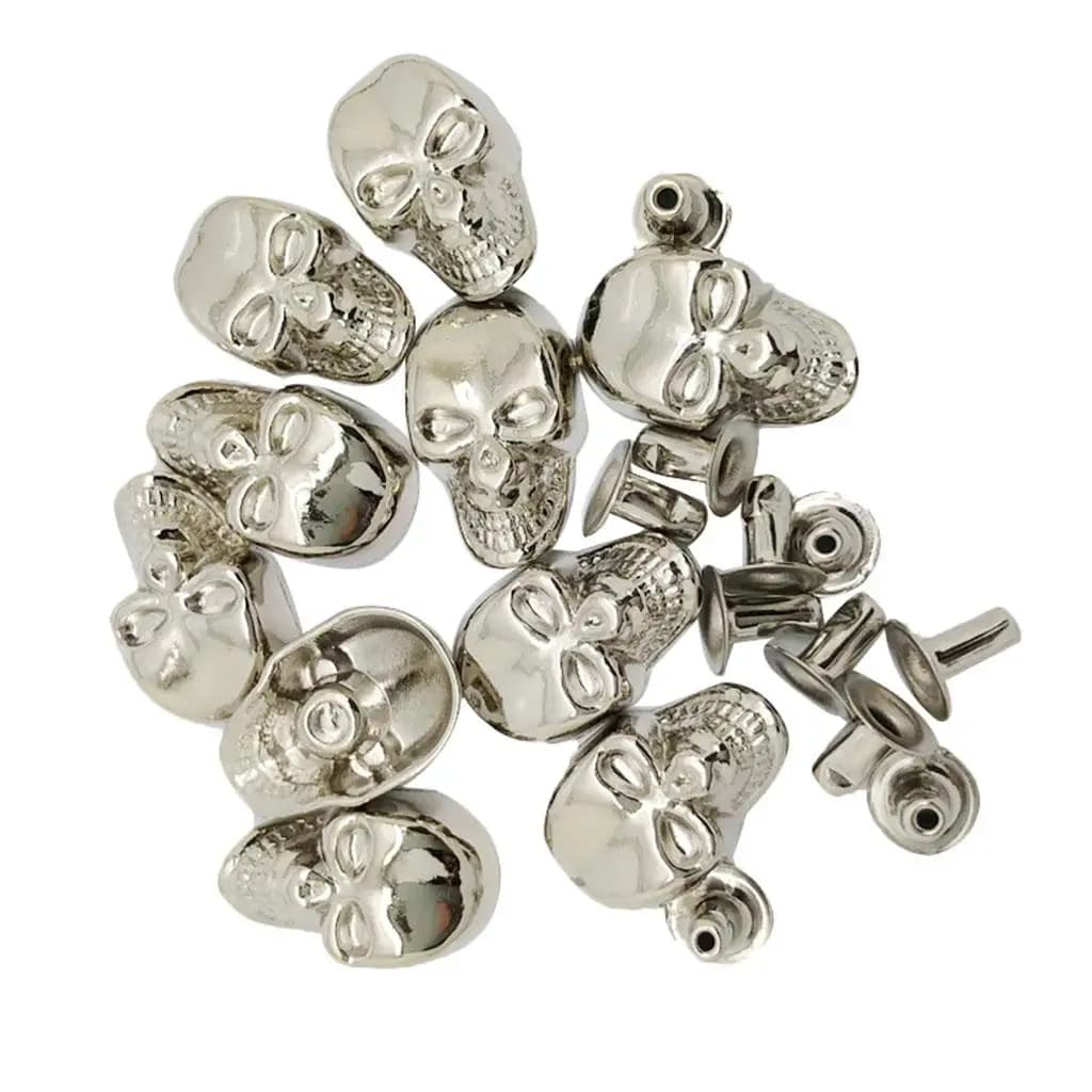 10 pezzi in lega di teschio rivetti borchie set punk rock punte fai da te scarpe borse vestiti decorazione riparazione in pelle artigianale