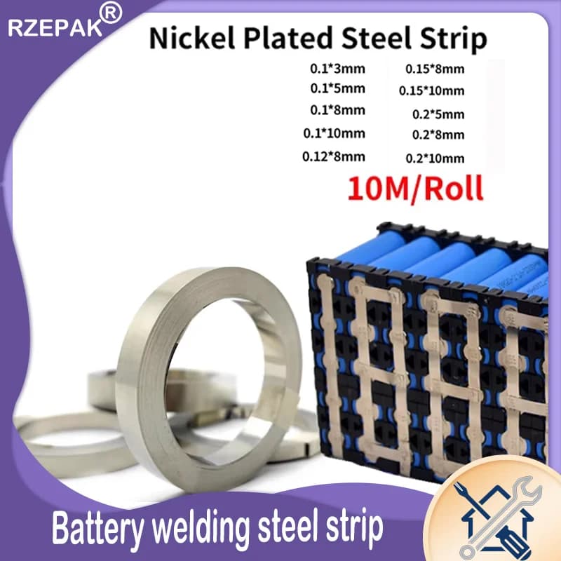 Striscia di Nichel Placcata per Batterie Li-ion 18650, Connettore in Lamiera di Nichel 0.1mm 0.2mm, Cinghia in Acciaio per Saldatrice a Punti, Saldatore per Batterie