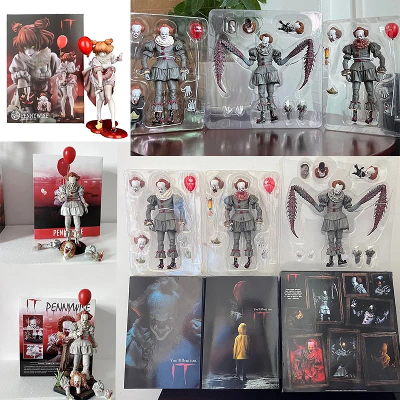 NECA Pennywise Joker Action Figure Toy Doll Horror Halloween Regalo di Natale Ornamento da scaffale da 18 cm