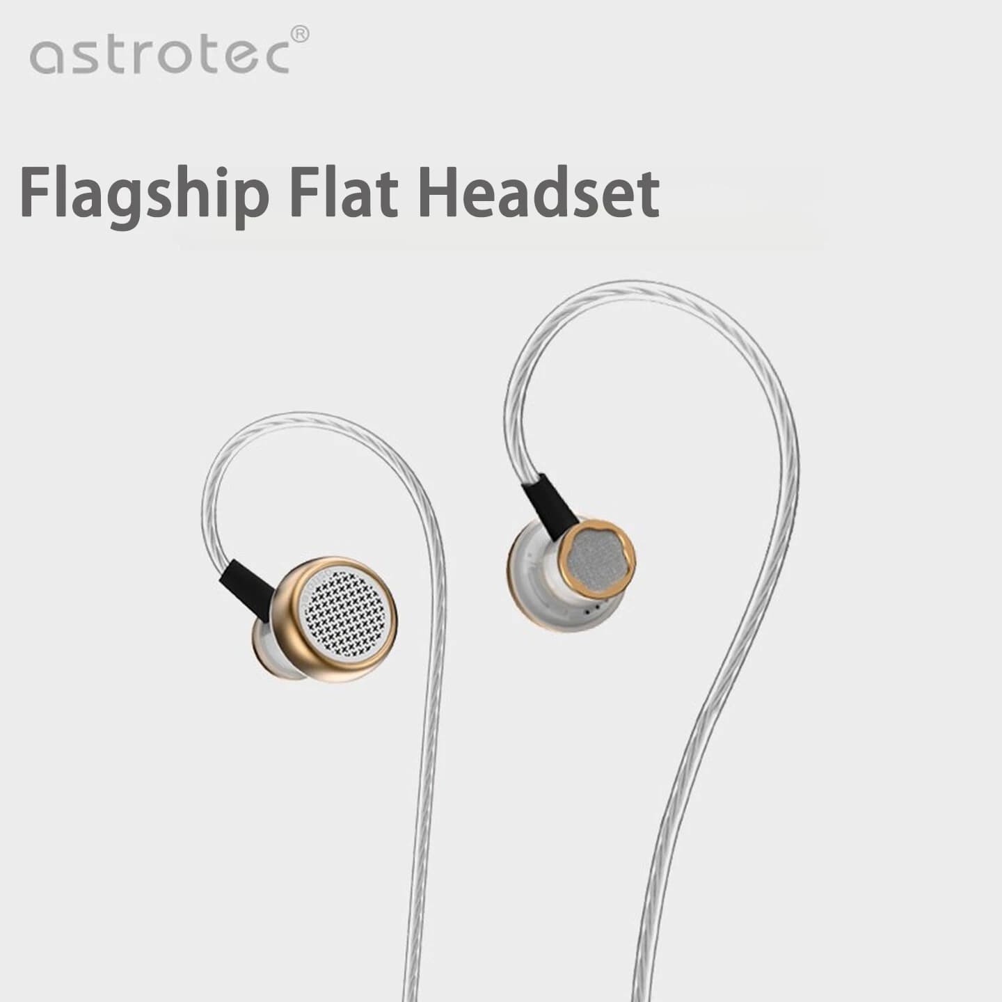 Astrotec Lyra mini 14mm Dynamic Driver Flat Head Headset Hifi Earphone wired in ear Earbuds Gaming music IEM